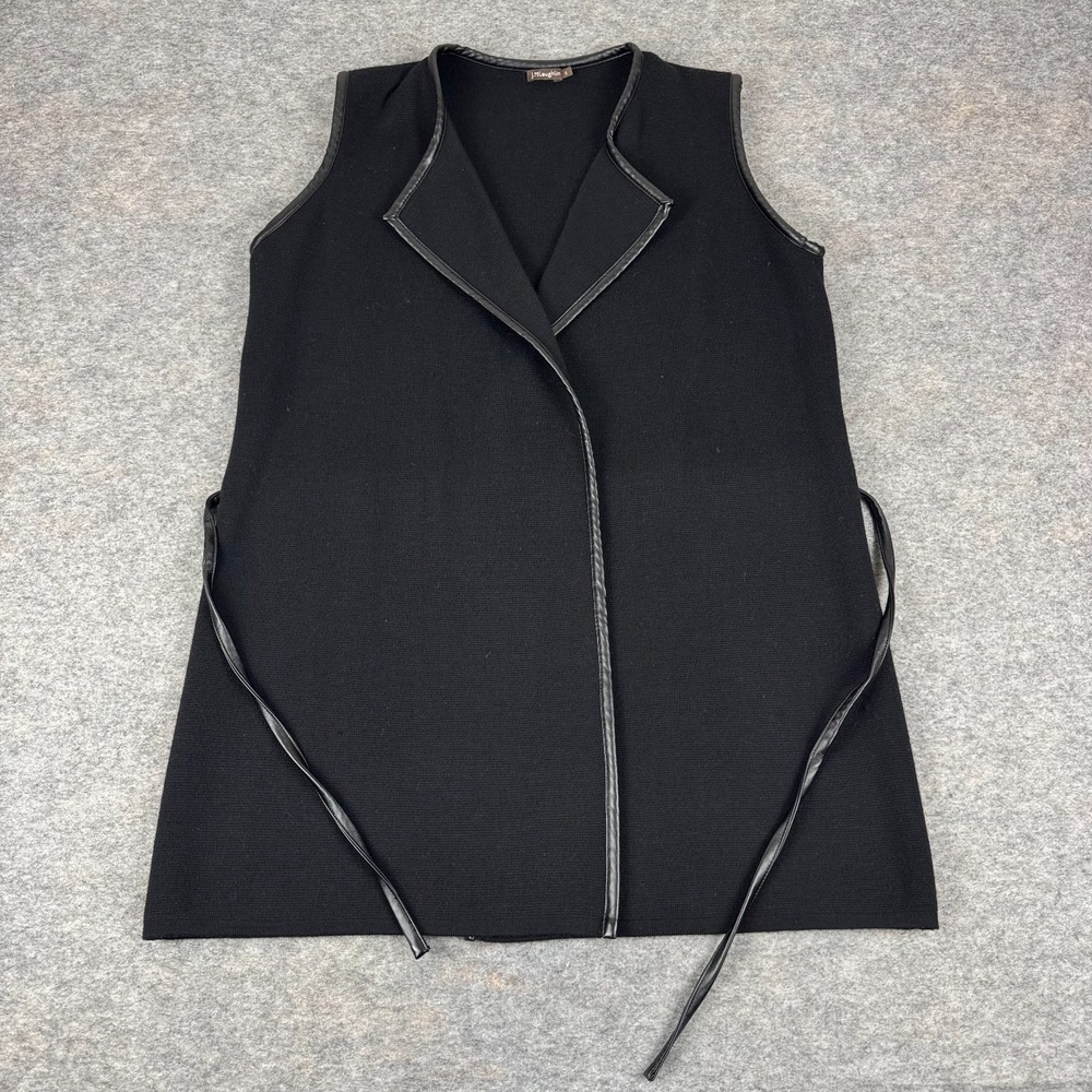 J McLaughlin Italian Merino Wool Sweater Vest Tie Black Womens Small S
